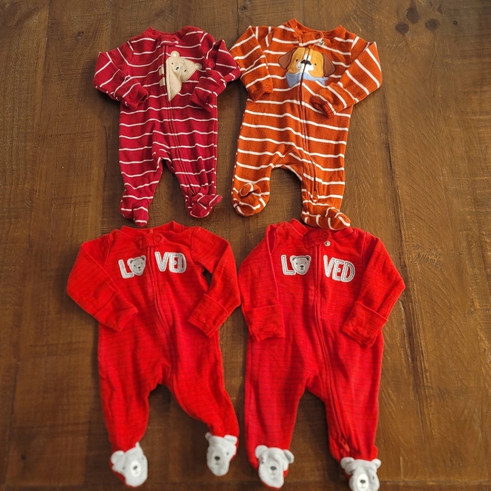 ⭐Newborn Caters Baby Boy onsies Bundle Set of 4 Dog and bear onsies⭐